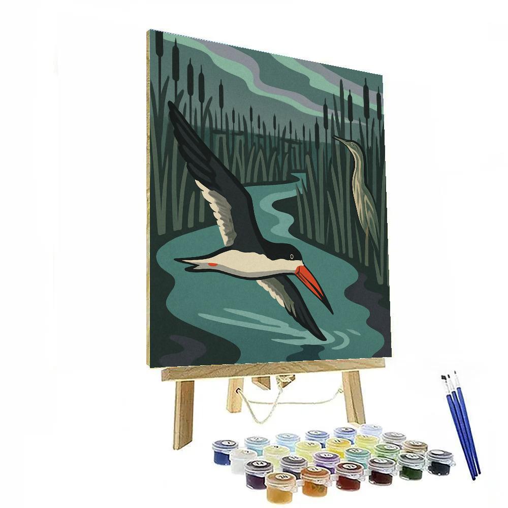Birds In The Auroral Reed Maze Painting by numbers kit