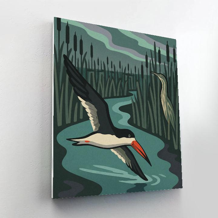 Birds In The Auroral Reed Maze Painting by numbers kit