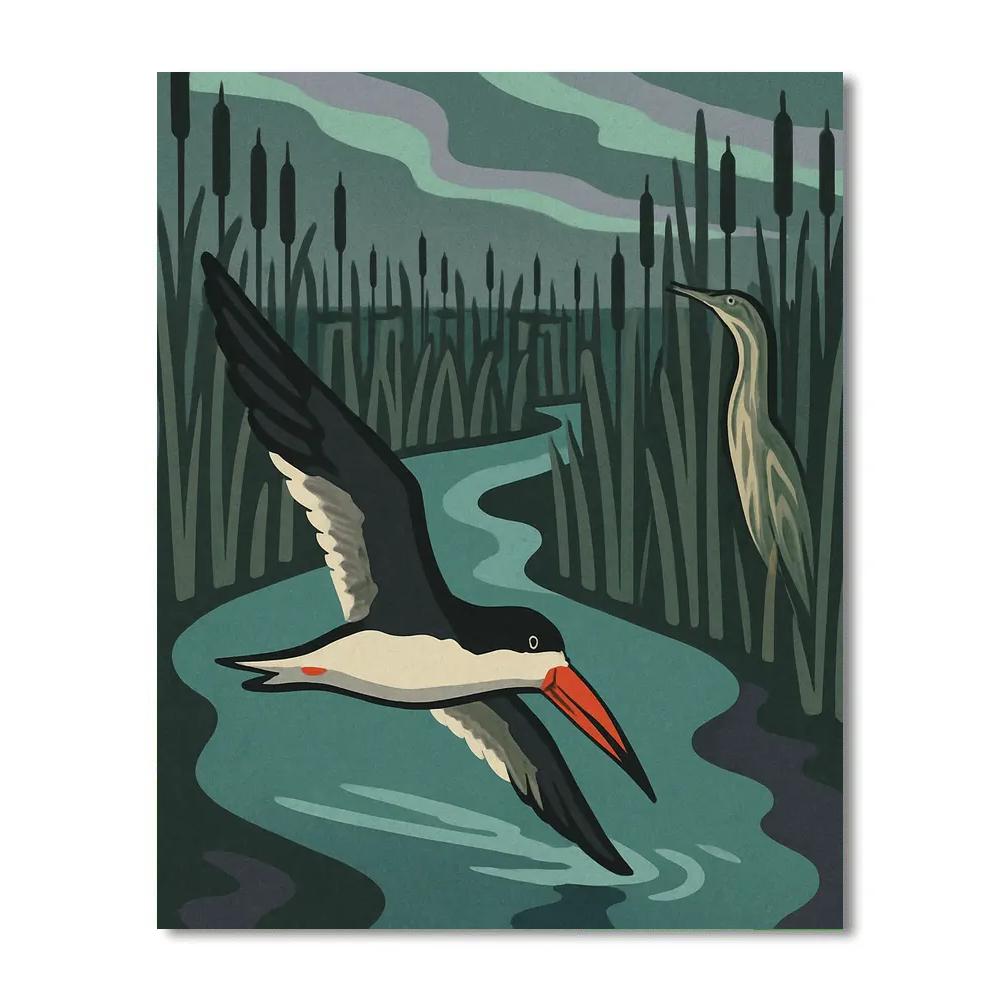 Birds In The Auroral Reed Maze Painting by numbers kit