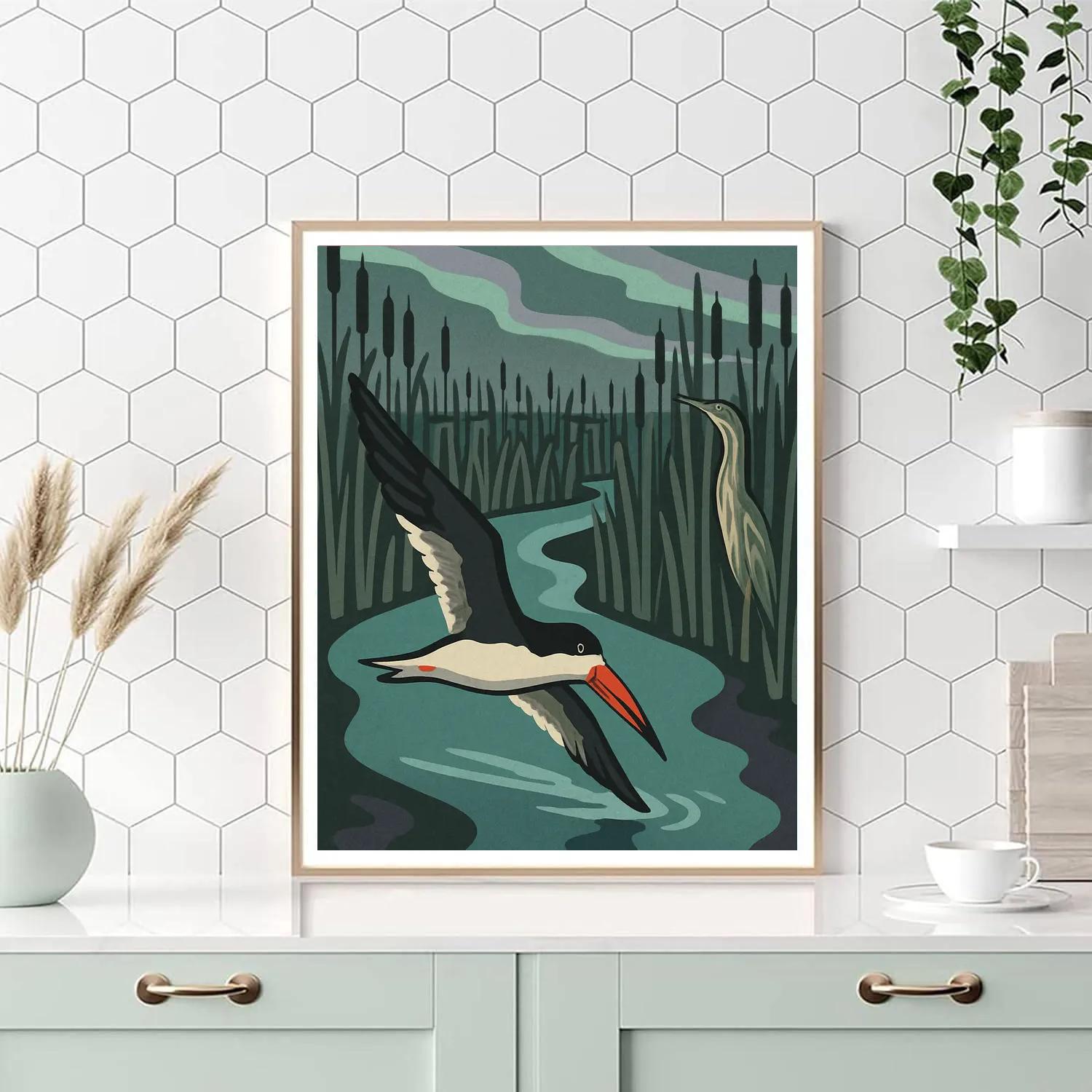 Birds In The Auroral Reed Maze Painting by numbers kit