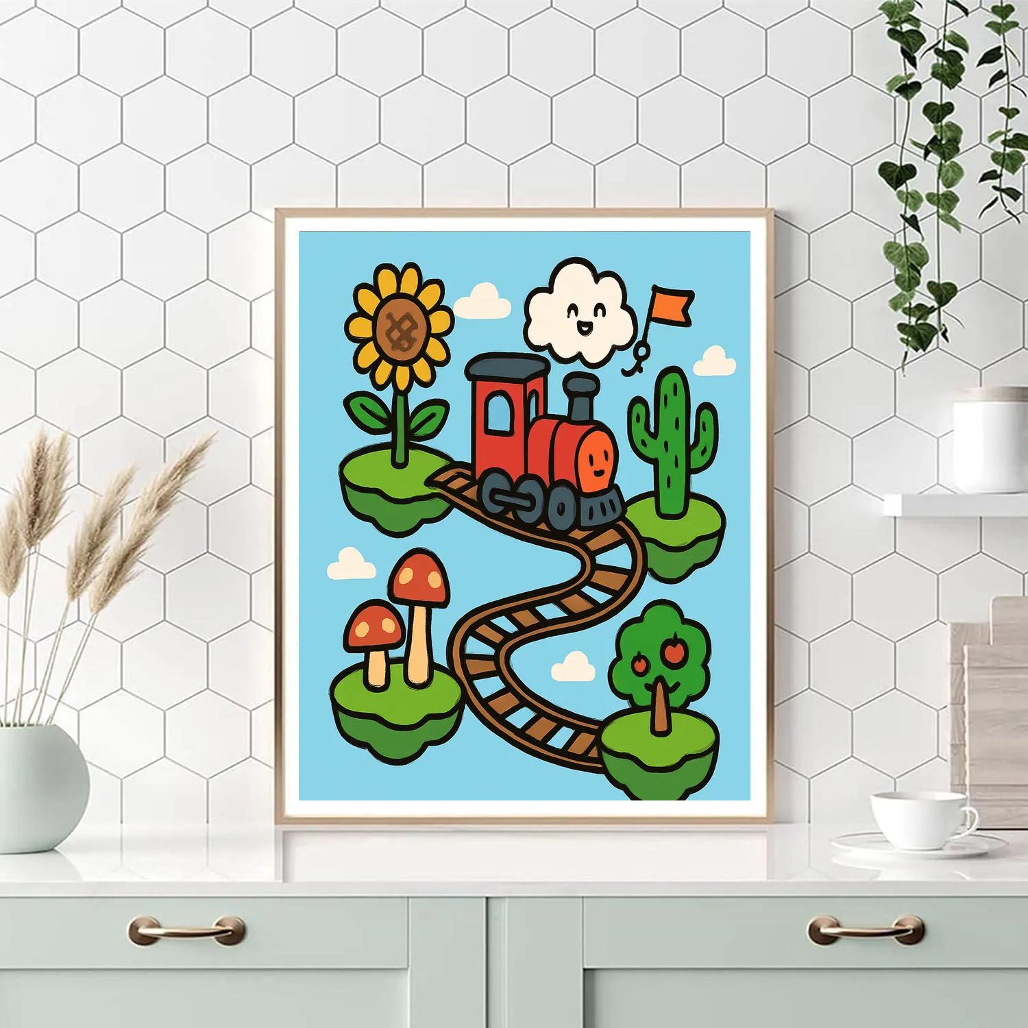 Sky Garden Train Across The Floating Islands Number painting