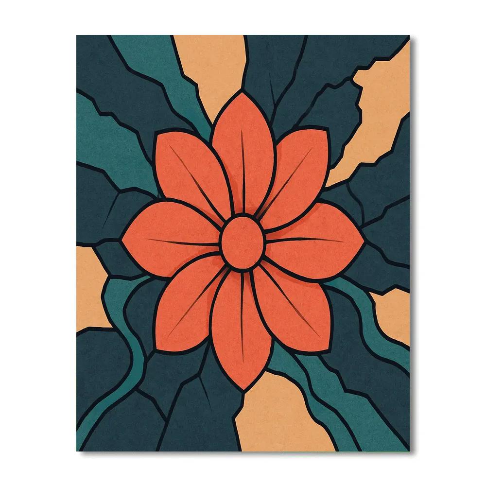 Abstract Tectonic Petal Map painting number kit