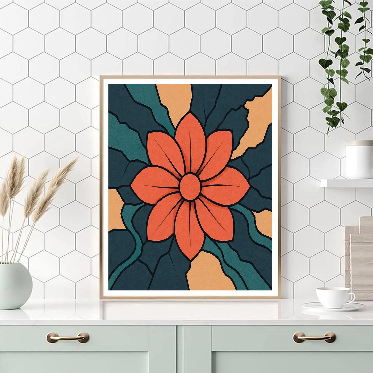 Abstract Tectonic Petal Map painting number kit