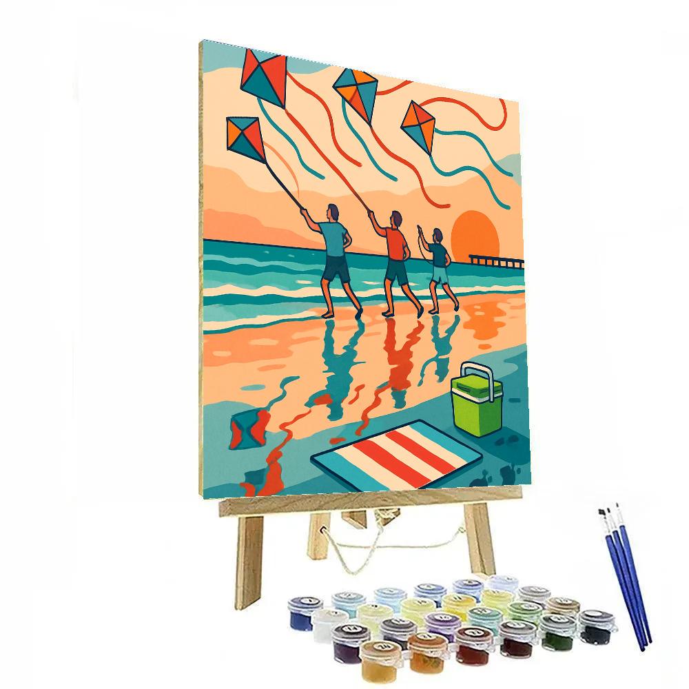 Kite Regatta Over Mirror Sand, Beach Crafted paint by color