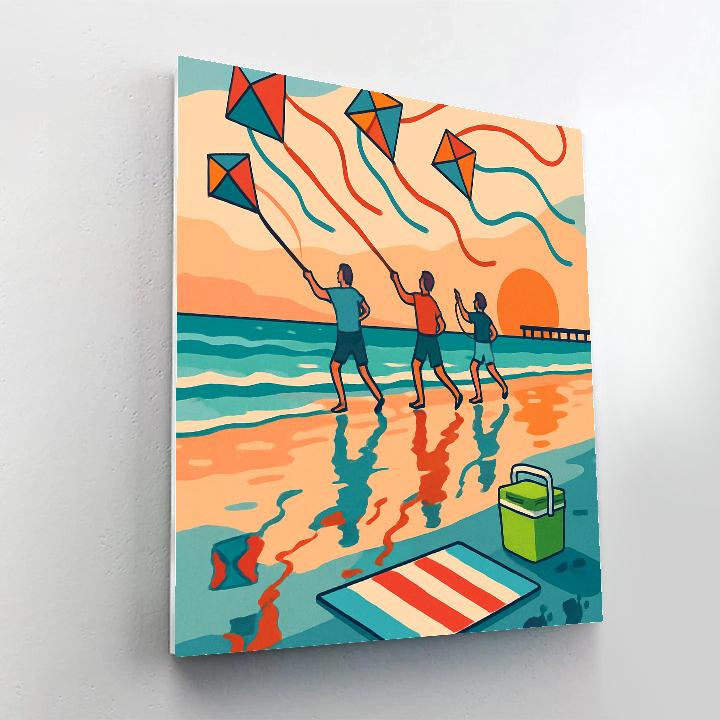 Kite Regatta Over Mirror Sand, Beach Crafted paint by color
