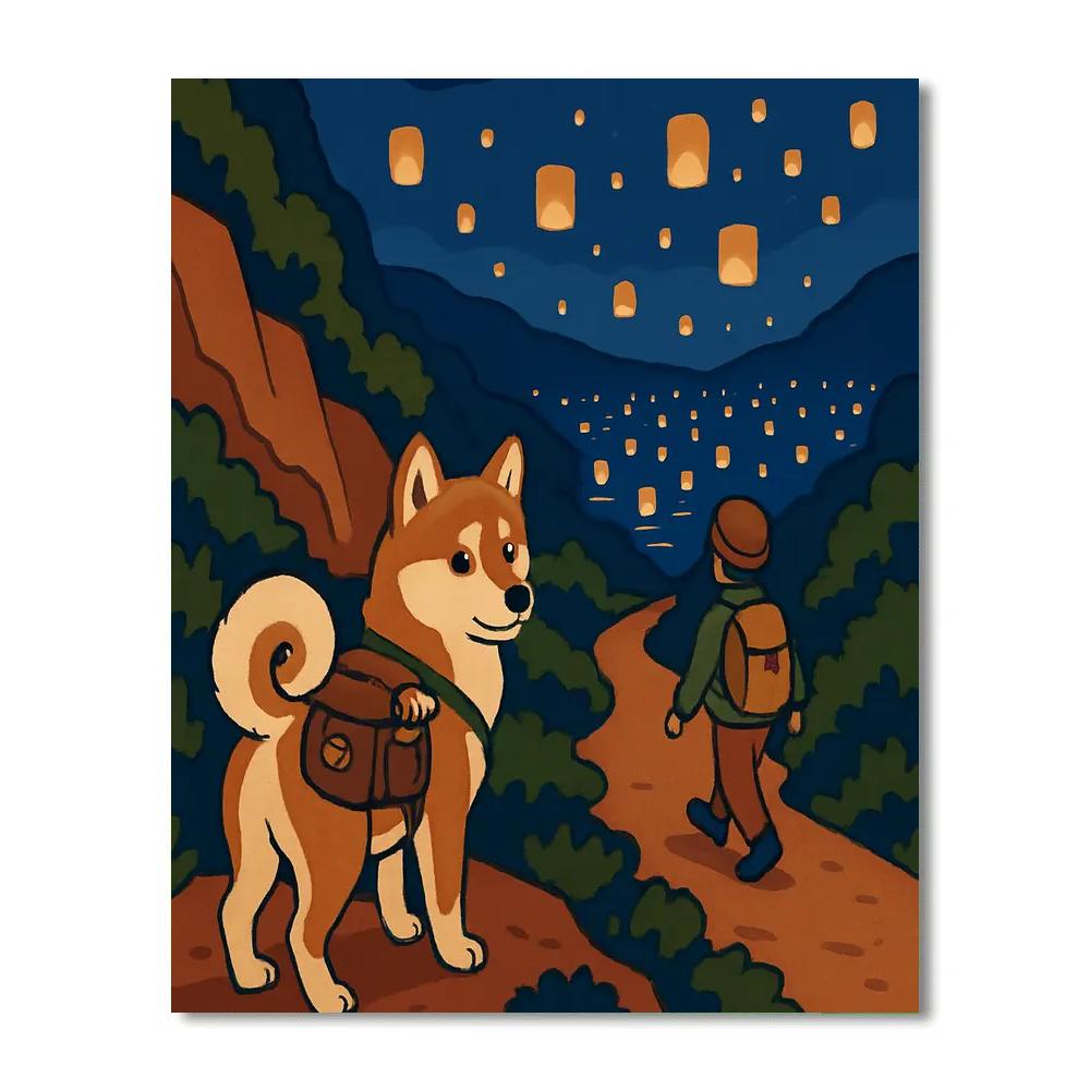 Lantern Festival Trail With Dog Companion painting number kit