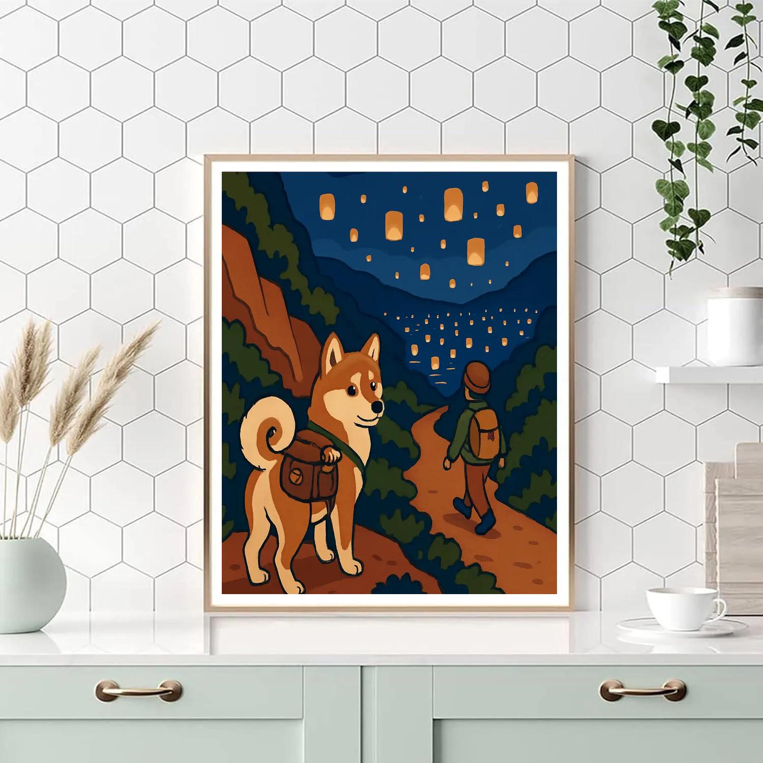 Lantern Festival Trail With Dog Companion painting number kit