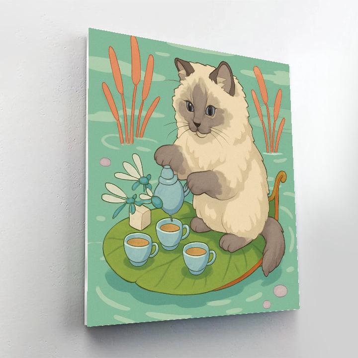 Riverboat Tea Party With Cat DIY paint by numbers