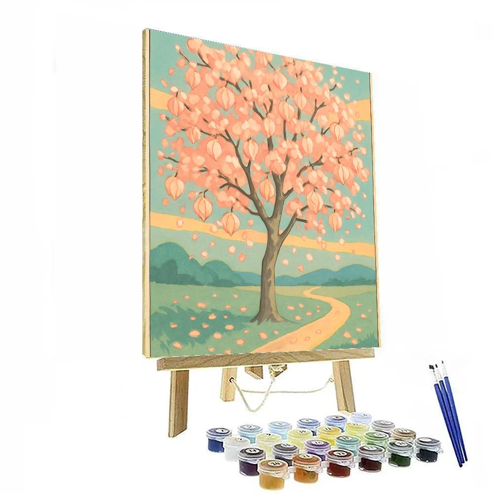 Lantern Meadow With A Tree Of Paper Spring painting number kit