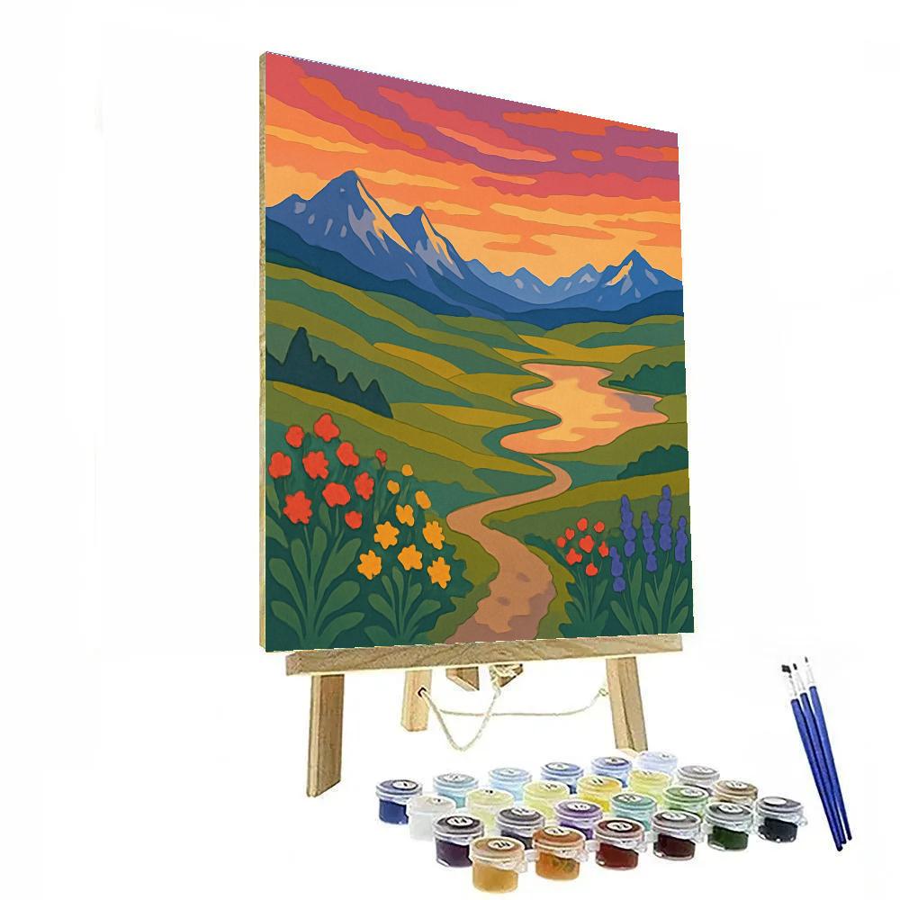 Meadow Afterglow With Landscape Ridges DIY paint by numbers
