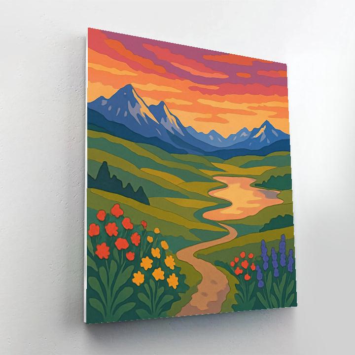 Meadow Afterglow With Landscape Ridges DIY paint by numbers