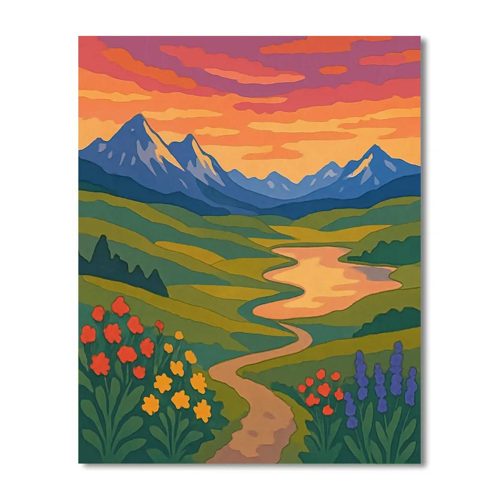 Meadow Afterglow With Landscape Ridges DIY paint by numbers
