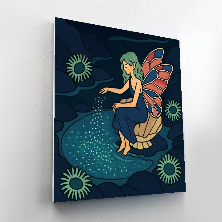Moonlit Tidepool With Fairy Glow Paint by numbers art