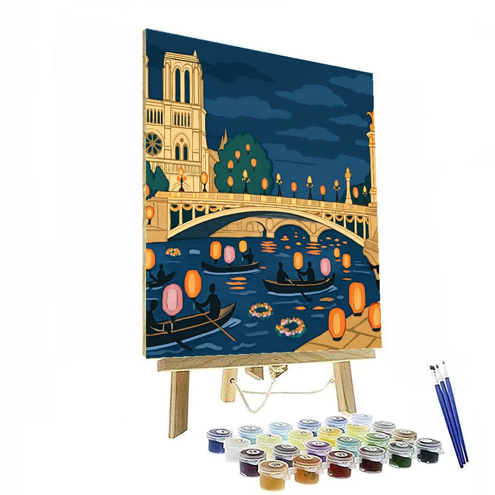 Paris-Illuminated Seine Lantern Regatta Paint by numbers kits