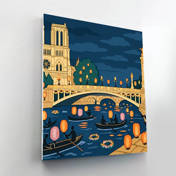 Paris-Illuminated Seine Lantern Regatta Paint by numbers kits