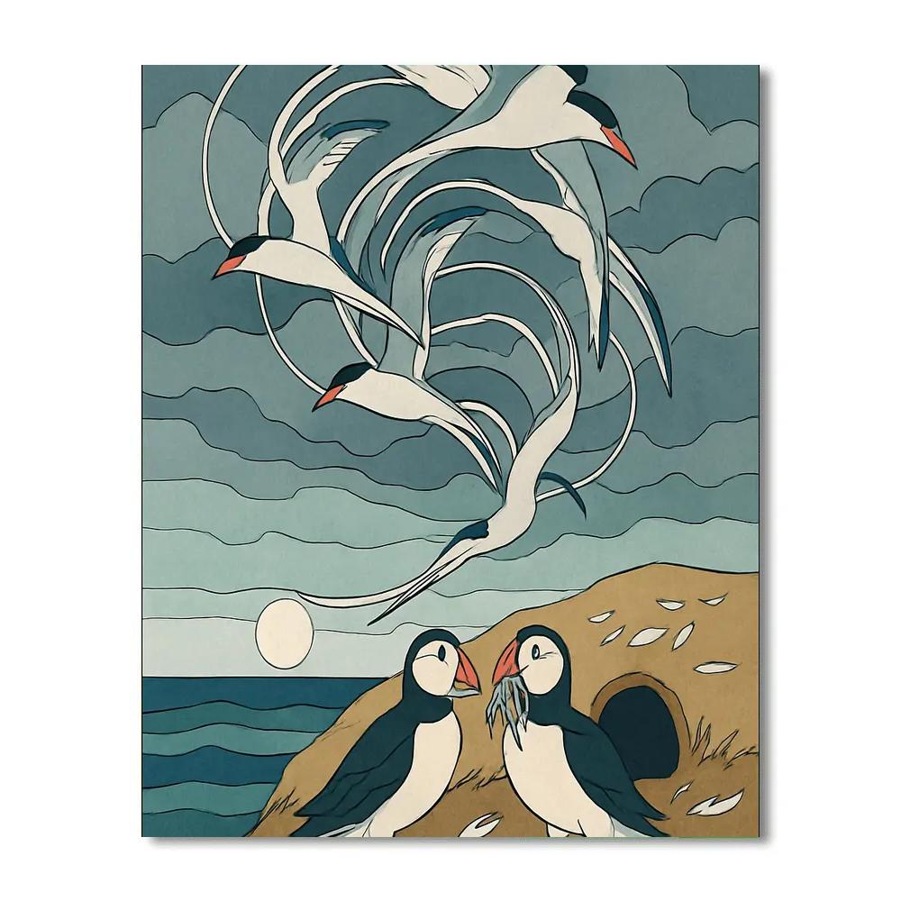 Sky Loom With Migratory Birds Numbered painting kits