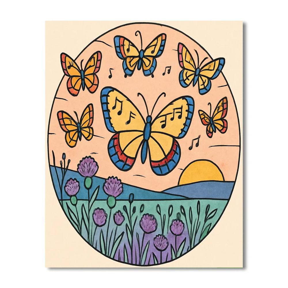 Clockwork Meadow With Butterfly Chorus DIY paint by numbers