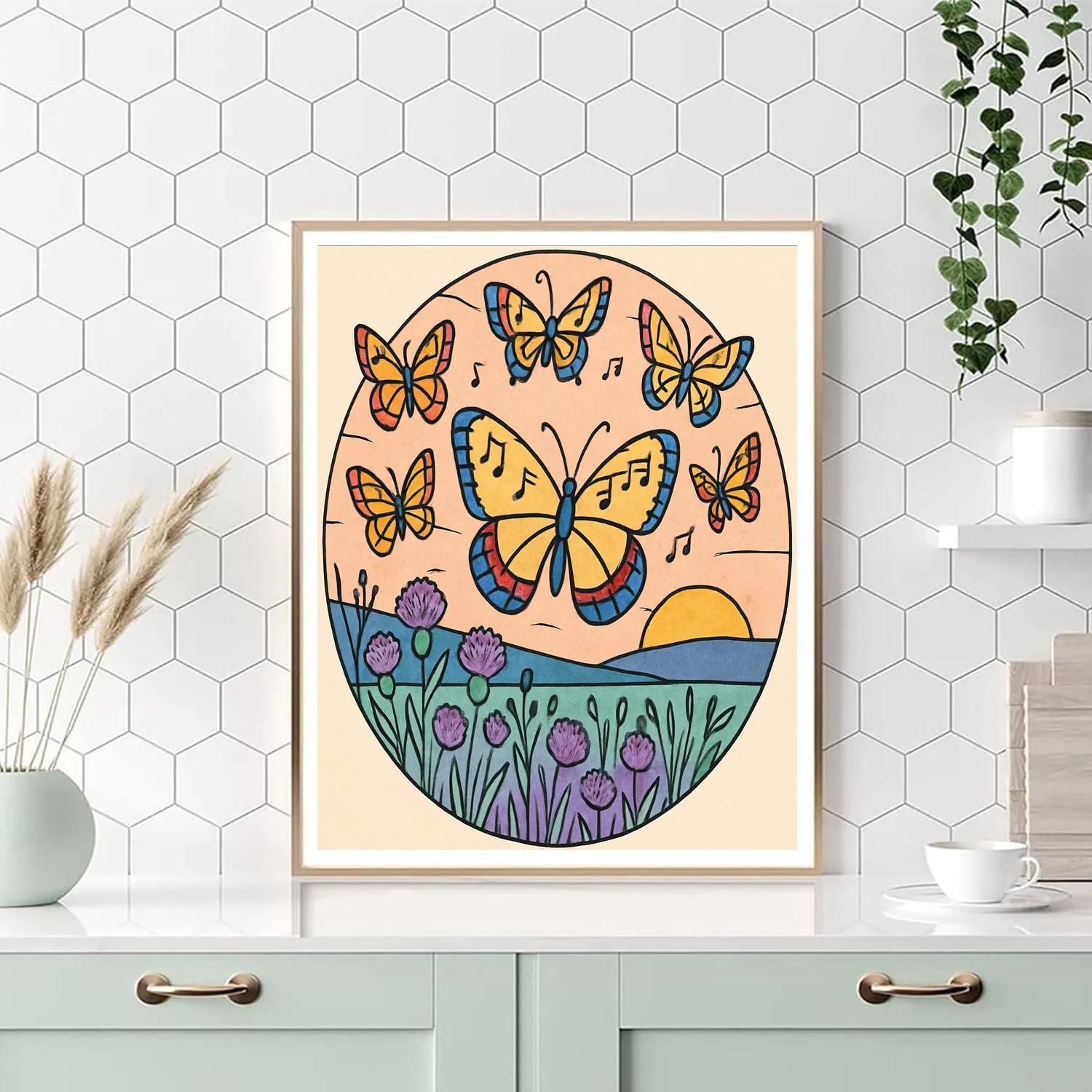 Clockwork Meadow With Butterfly Chorus DIY paint by numbers