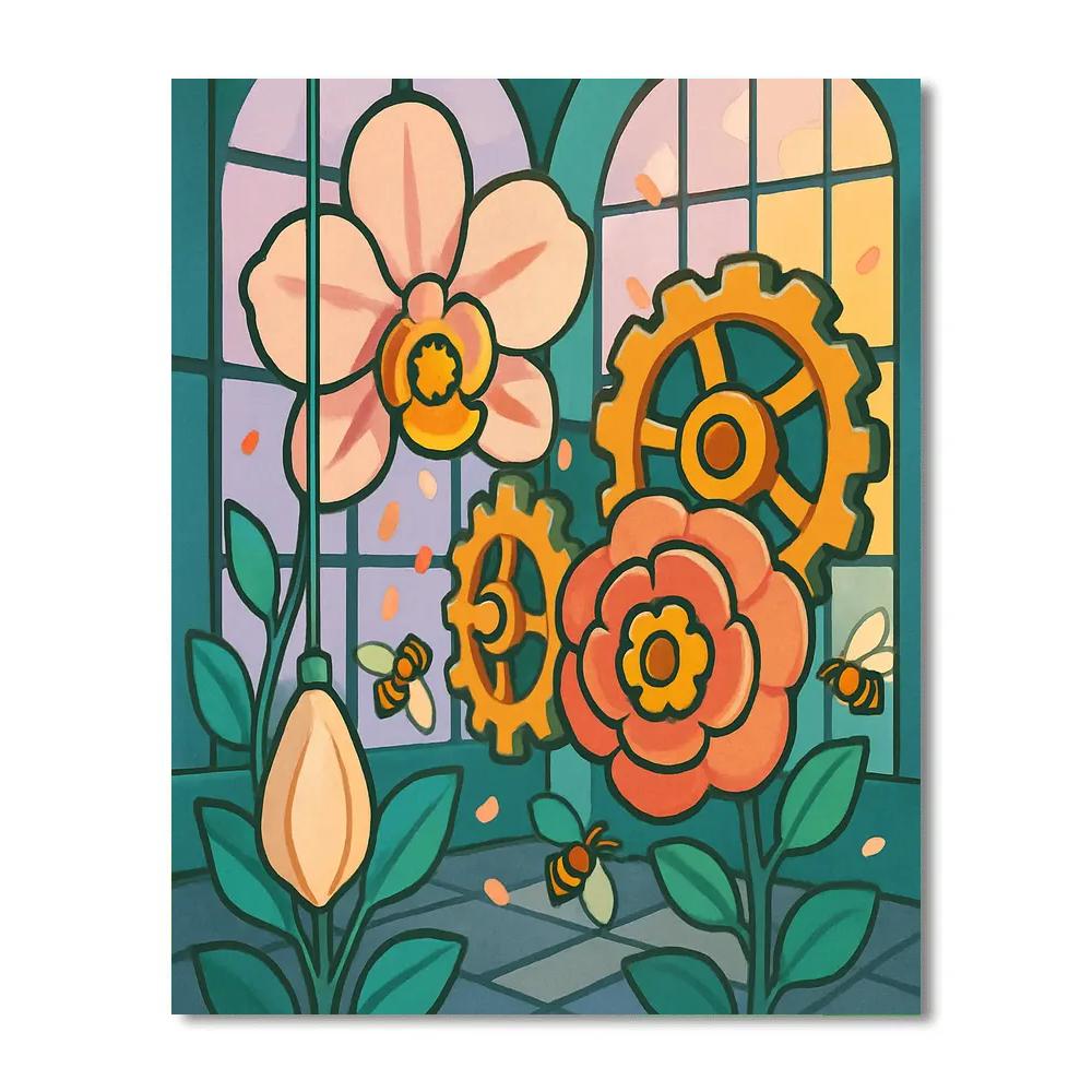 Clockwork Conservatory In Floral painting number kit