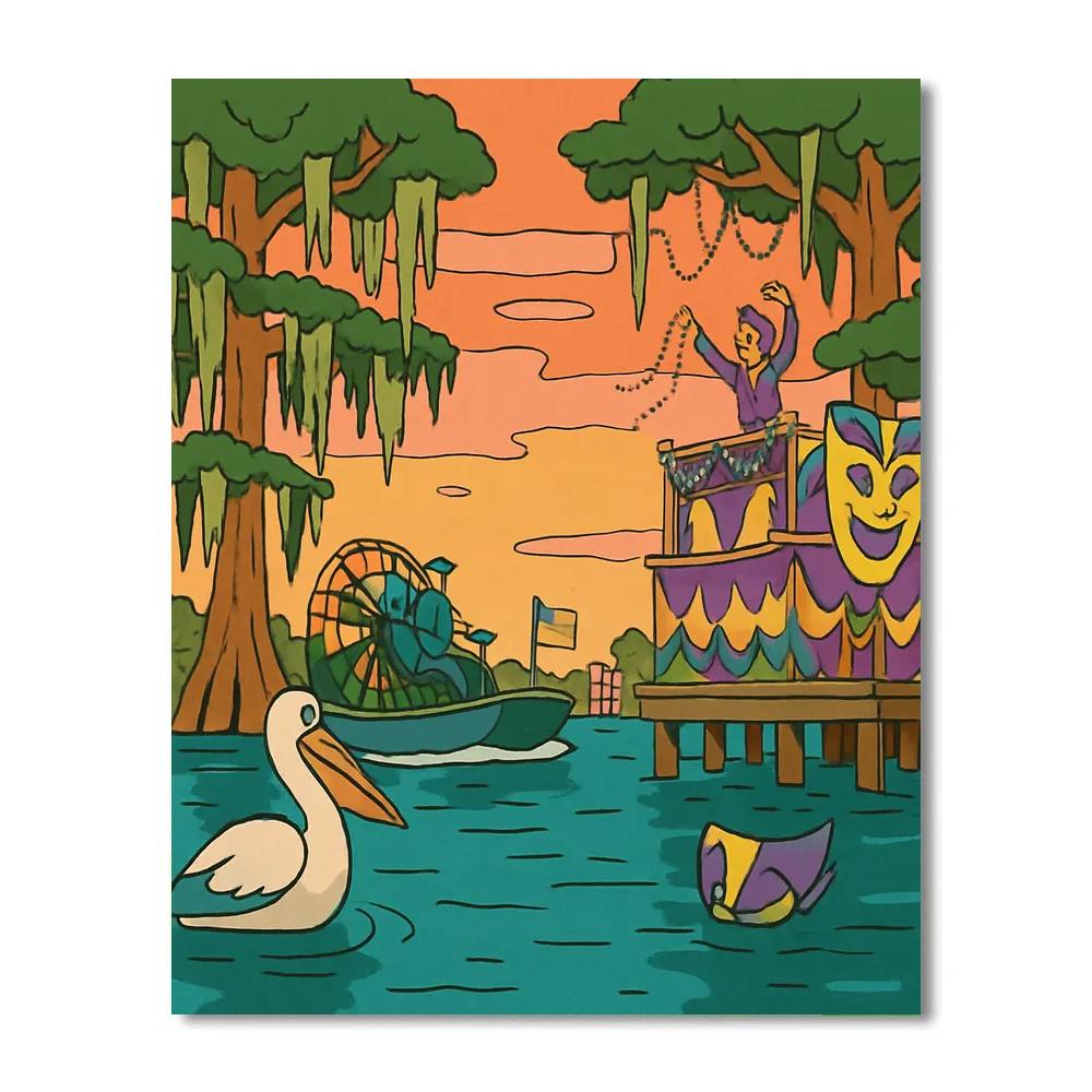 Bayou Airboat Carnival In USA DIY paint by numbers