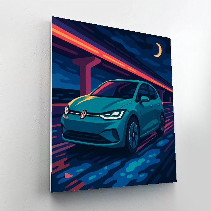 Cars Under The Bioluminescent Overpass DIY paint by numbers