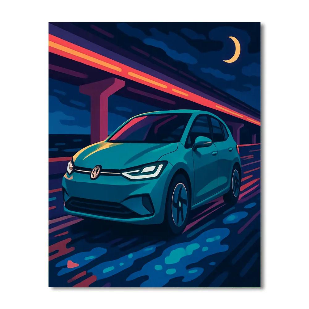 Cars Under The Bioluminescent Overpass DIY paint by numbers