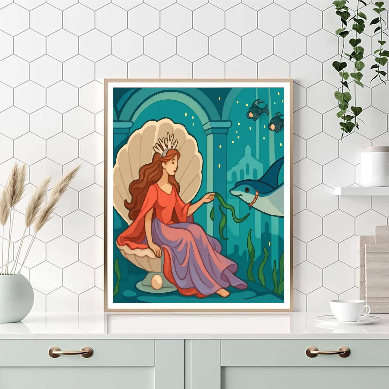 Coral Reef Court With Princess paint by color