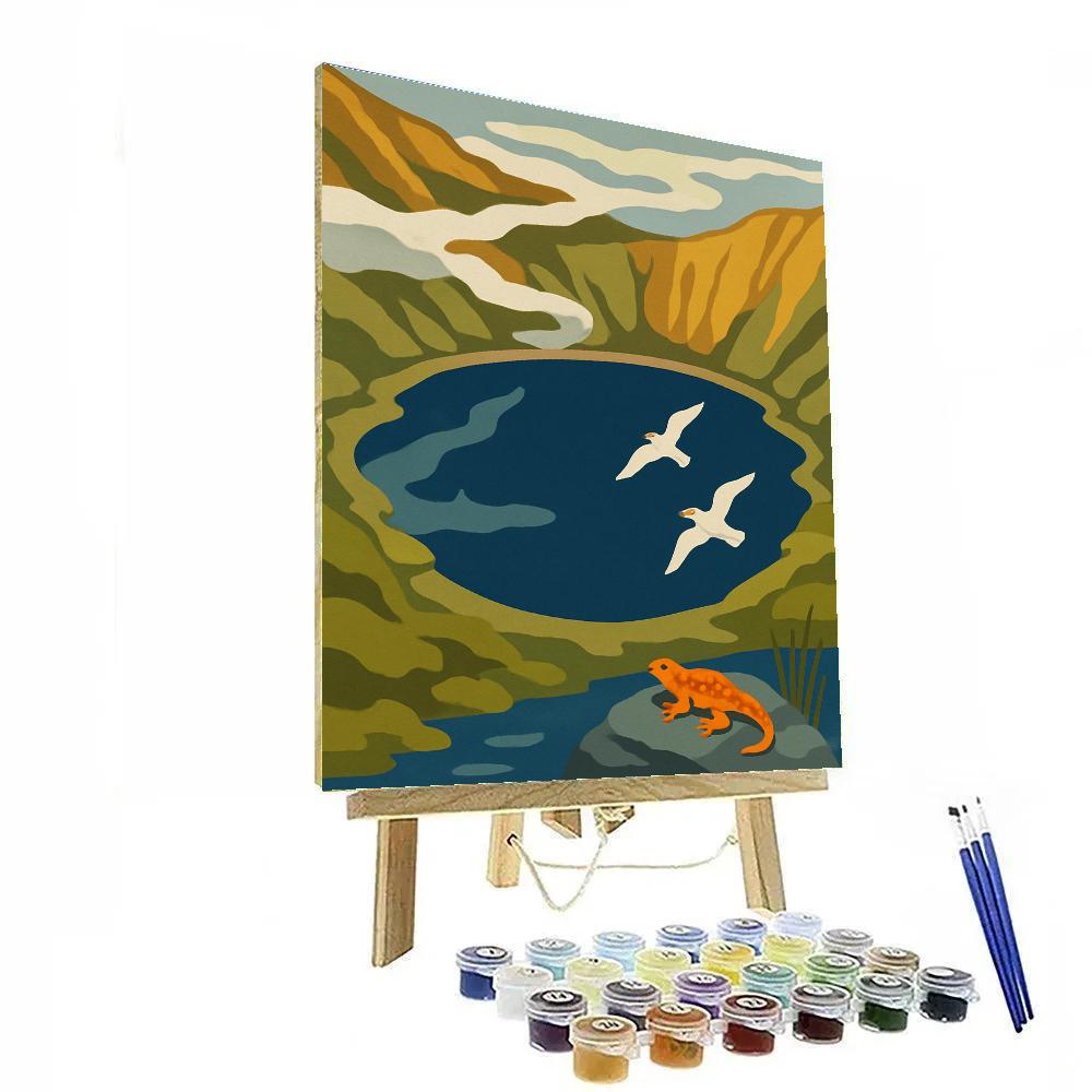 Mist Ringed Crater Lake Vista paint by color