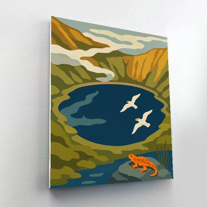 Mist Ringed Crater Lake Vista paint by color