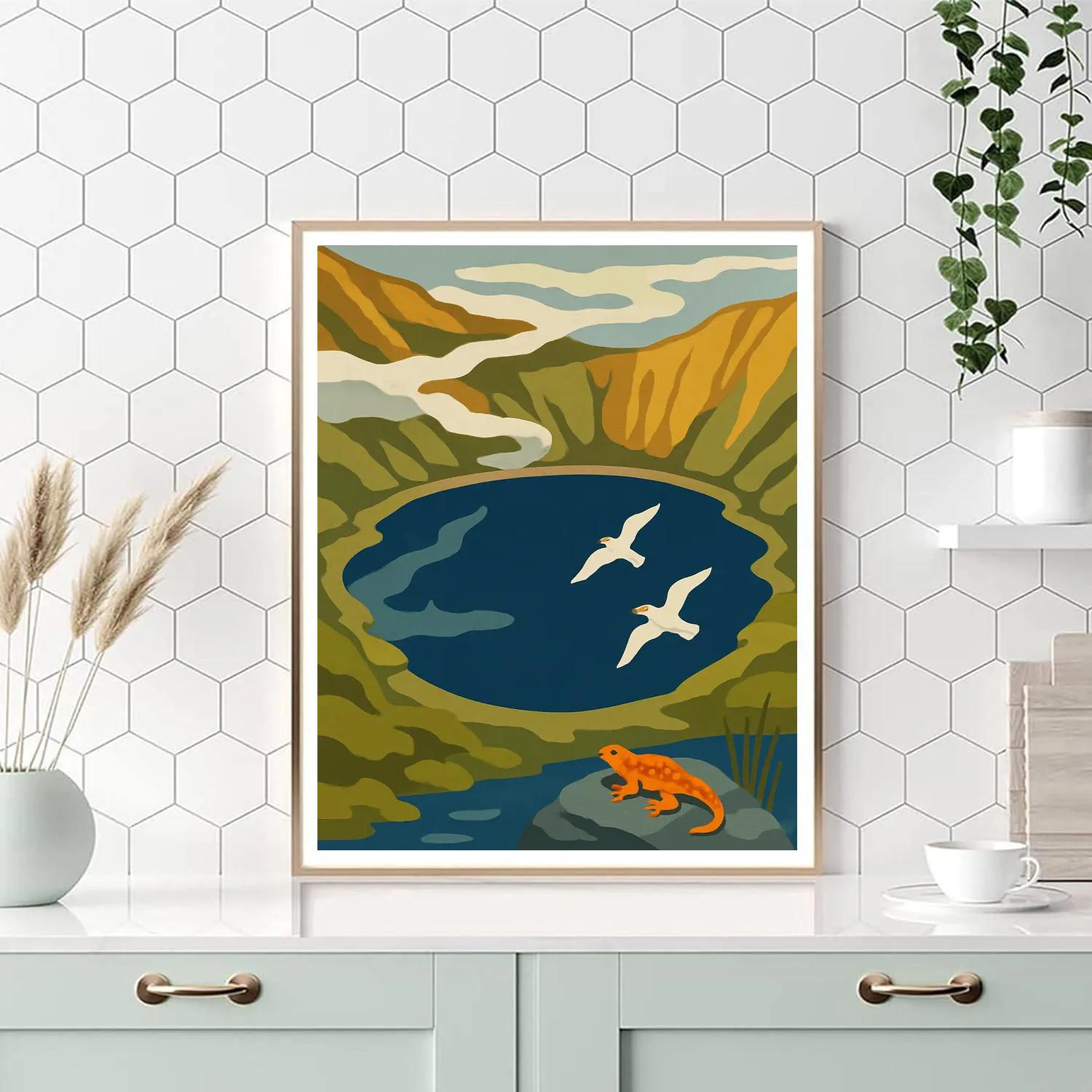 Mist Ringed Crater Lake Vista paint by color