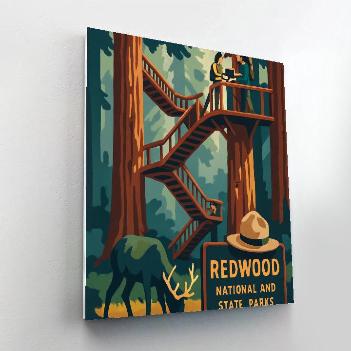 USA Redwood Skywalk Postcard paint by number