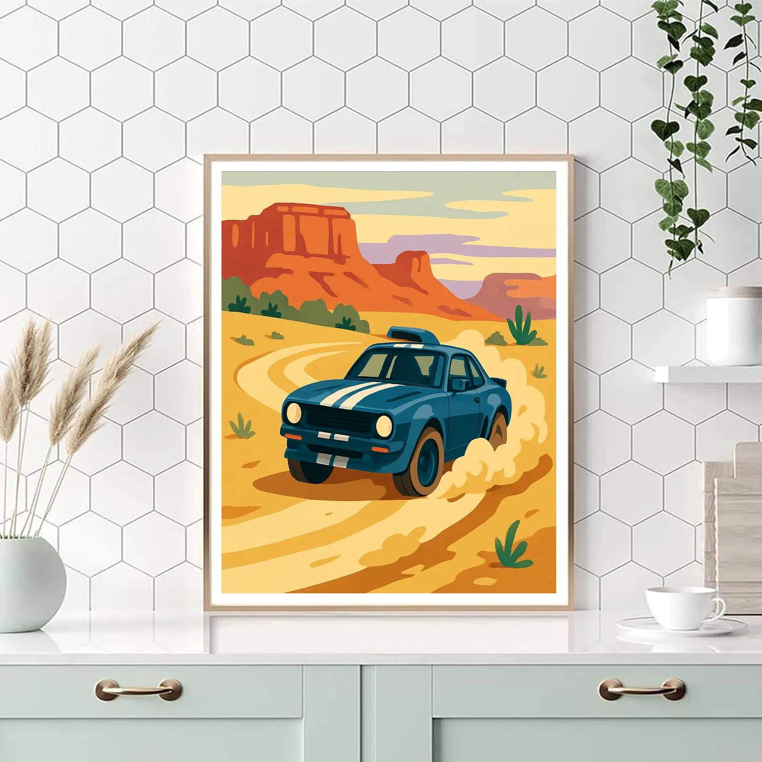 Desert Rally Scene In Cars Paint by numbers art