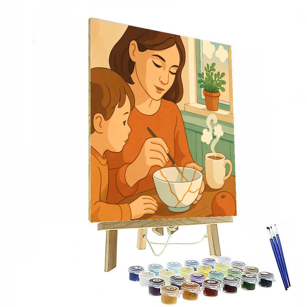 Kintsugi Breakfast With Mother In Bloom paint by color