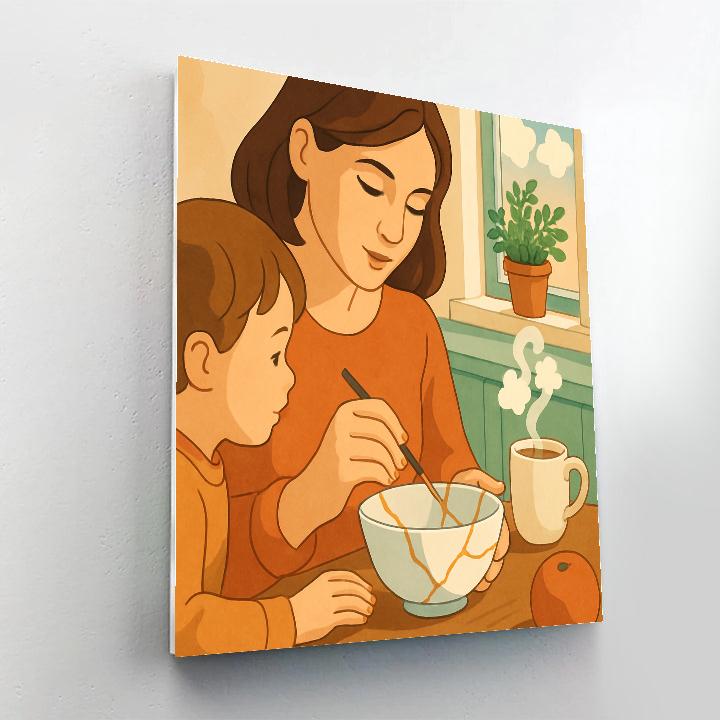 Kintsugi Breakfast With Mother In Bloom paint by color