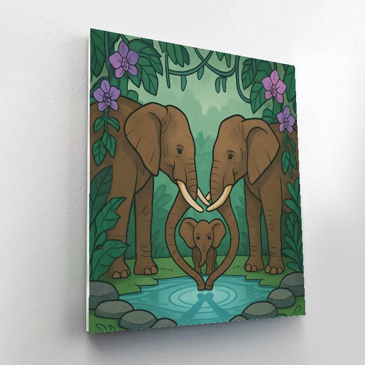 Mirror Pool With Elephant Guardians paint by number
