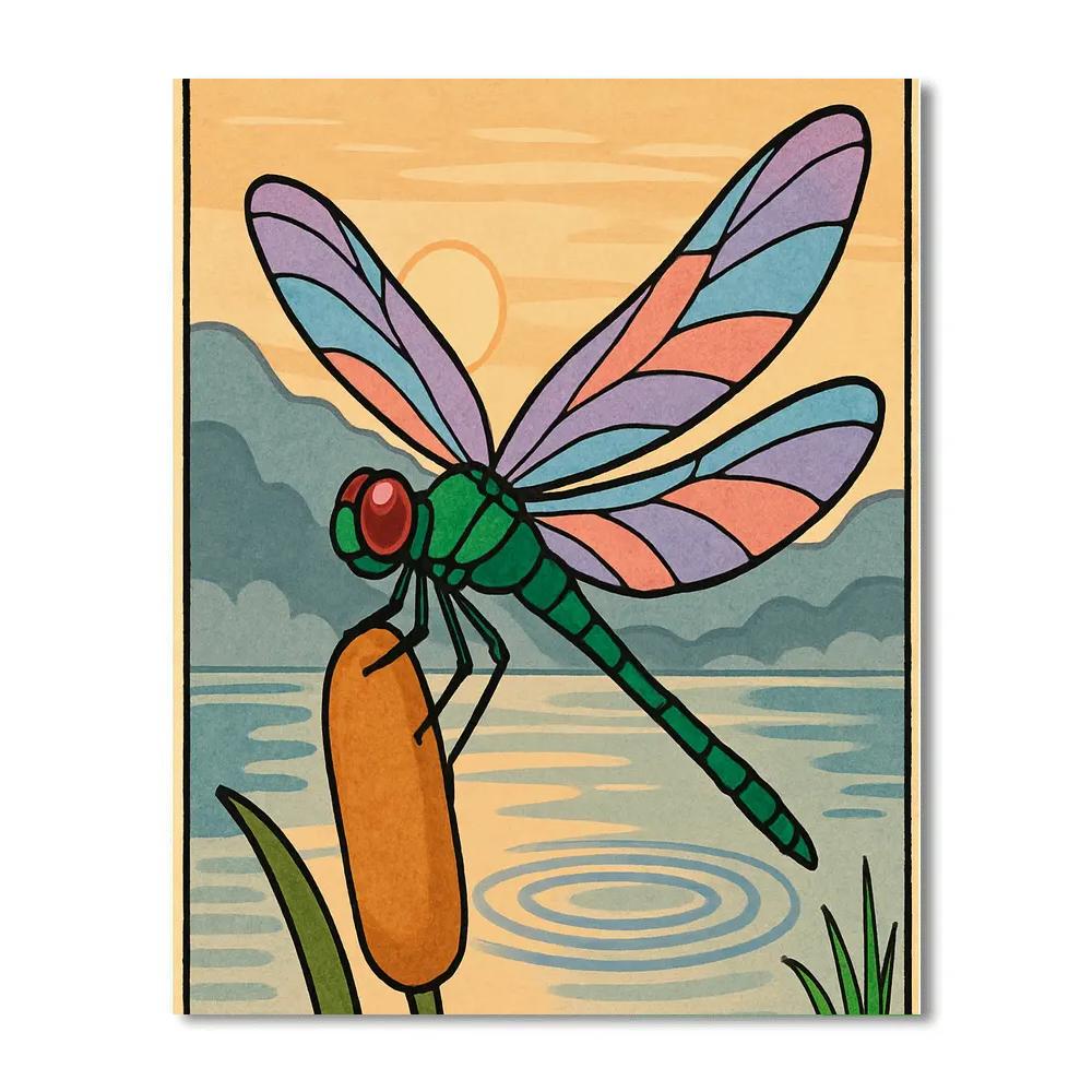 Reed Landing With Dragonfly Prism Wings Number painting