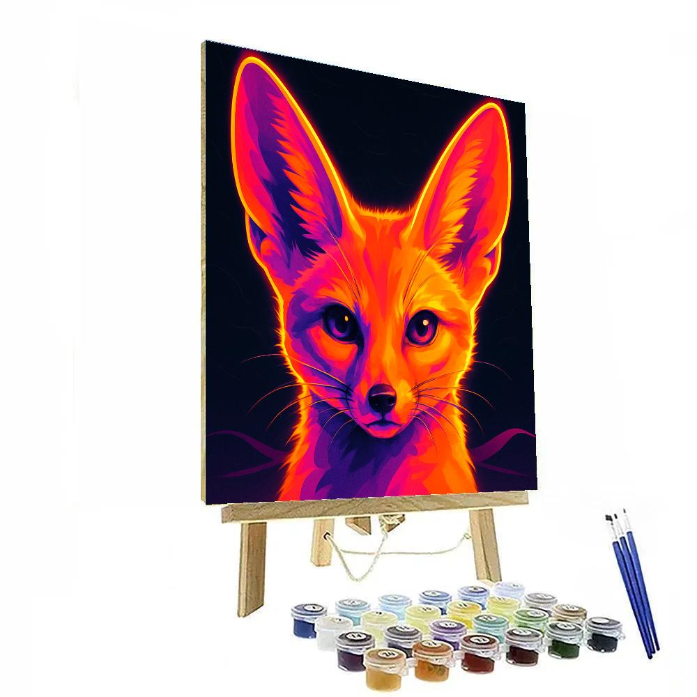 Neon Mirage Fennec Fox paint by number