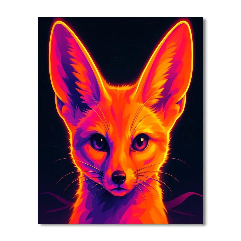 Neon Mirage Fennec Fox paint by number
