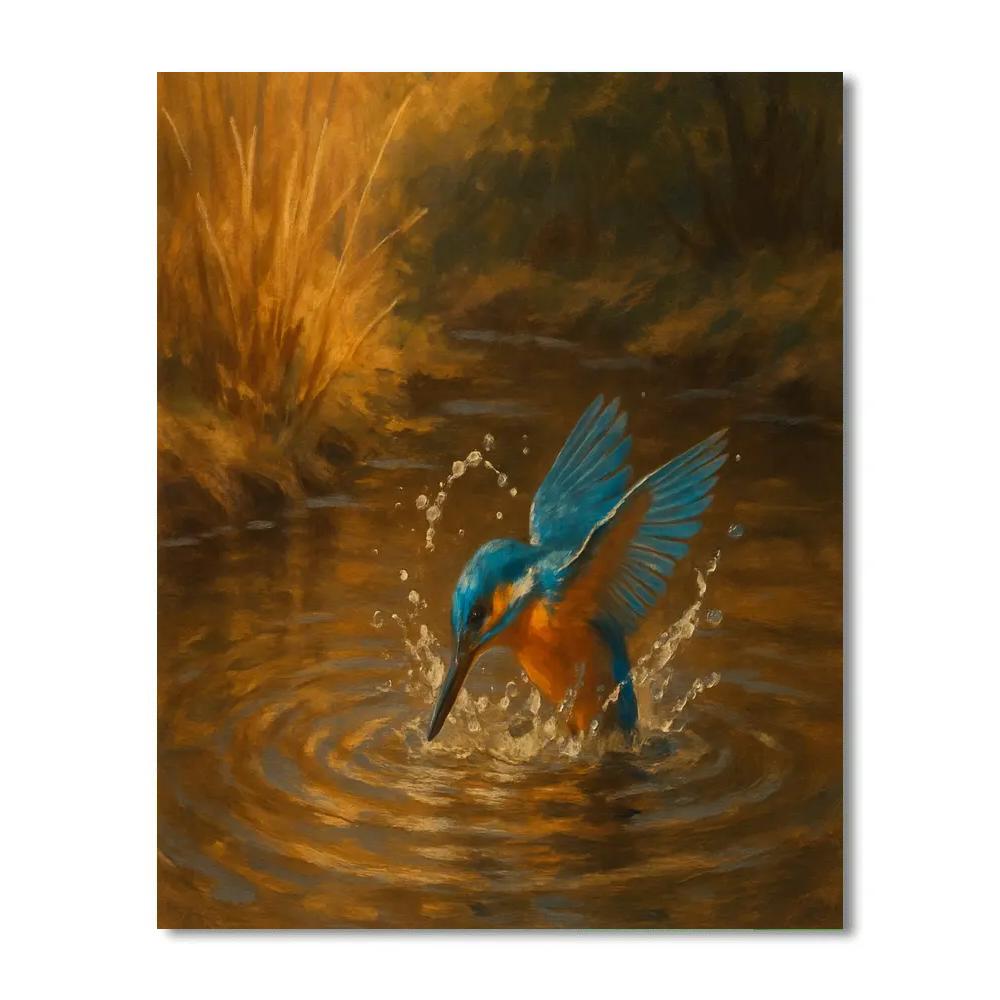 Kingfisher Splash In The Amber Creek DIY paint by numbers