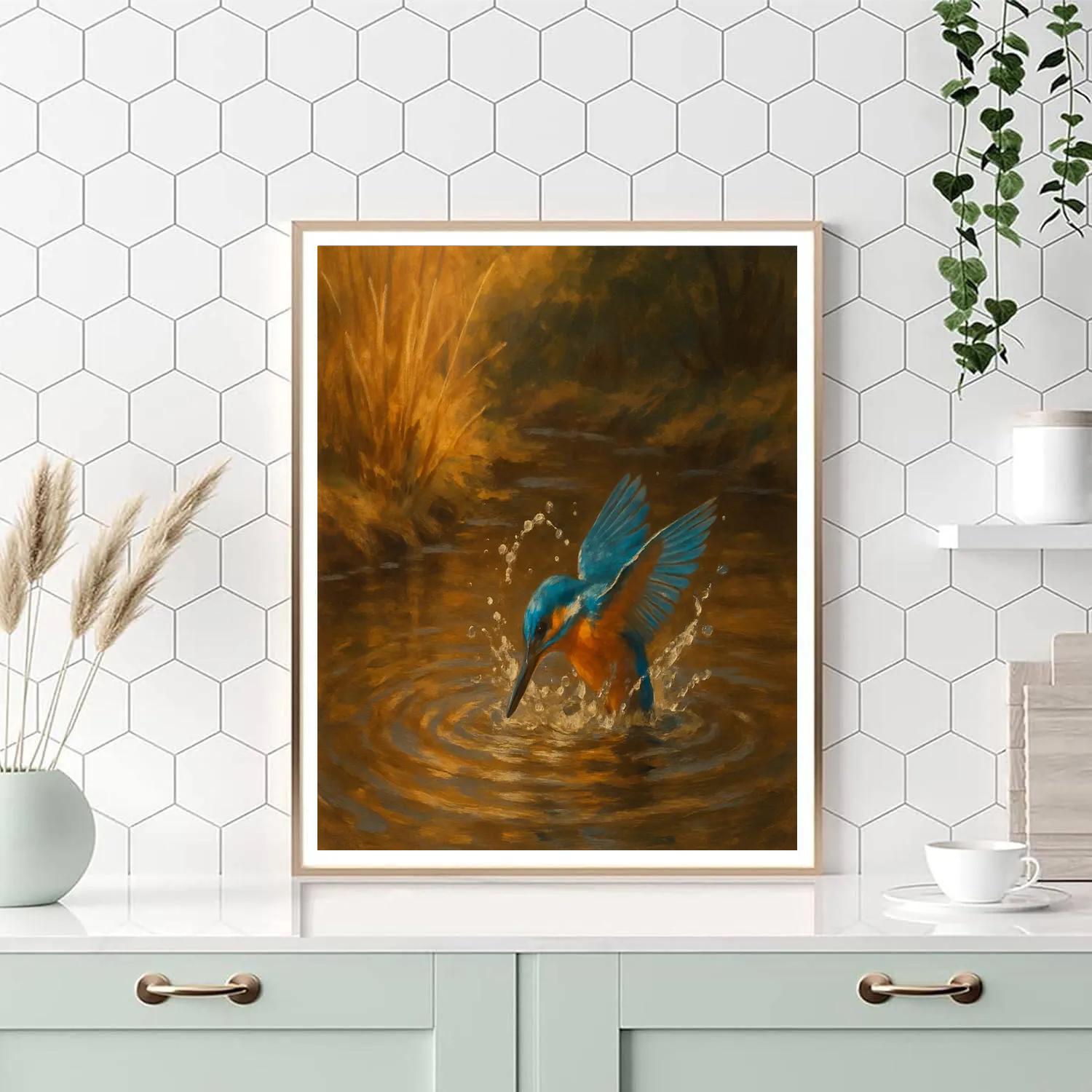 Kingfisher Splash In The Amber Creek DIY paint by numbers