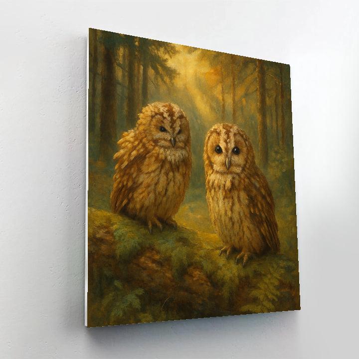Owls In The Lantern Pine Clearing Painting by numbers kit