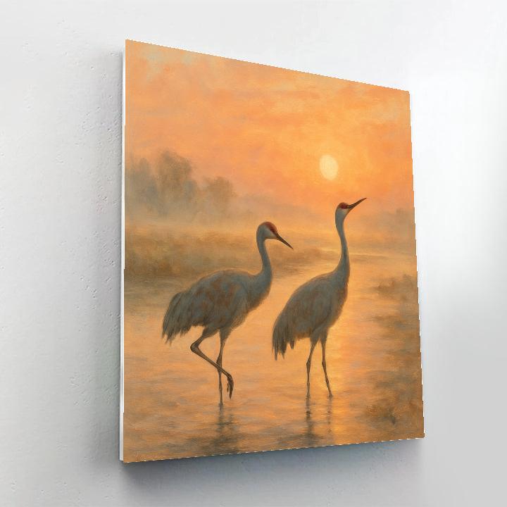 Cranes At Sunrise Over The River Flats DIY paint by numbers