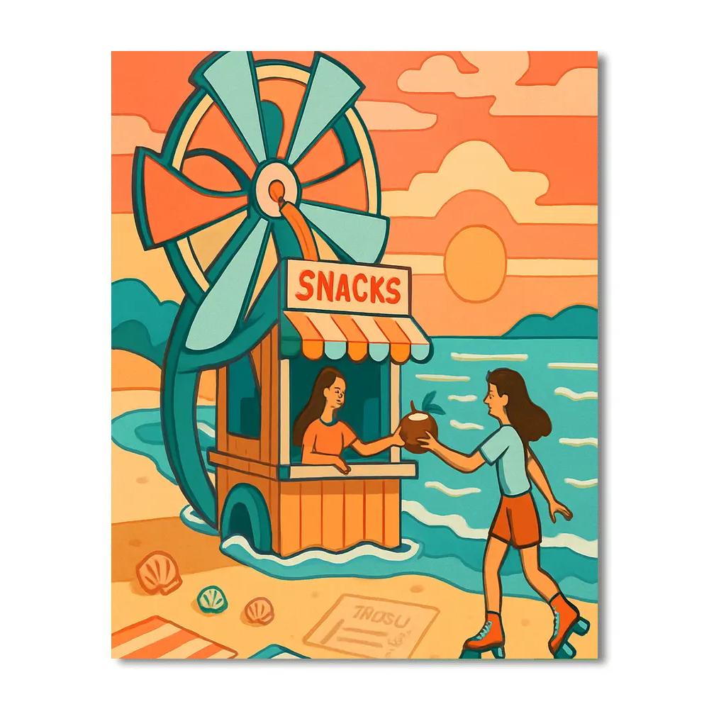 Tidewheel Beach Kiosk DIY paint by numbers