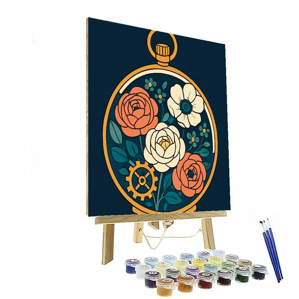Clockwork Terrarium Flowers Number painting
