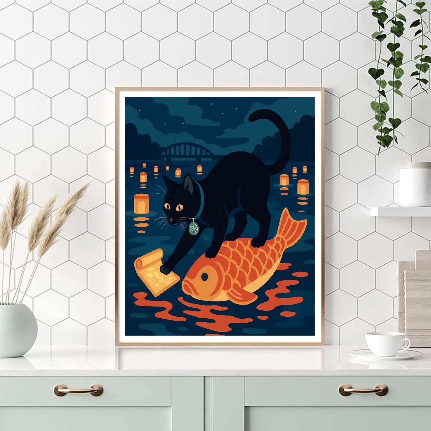 Lantern Festival Cat Navigator Paint by numbers art