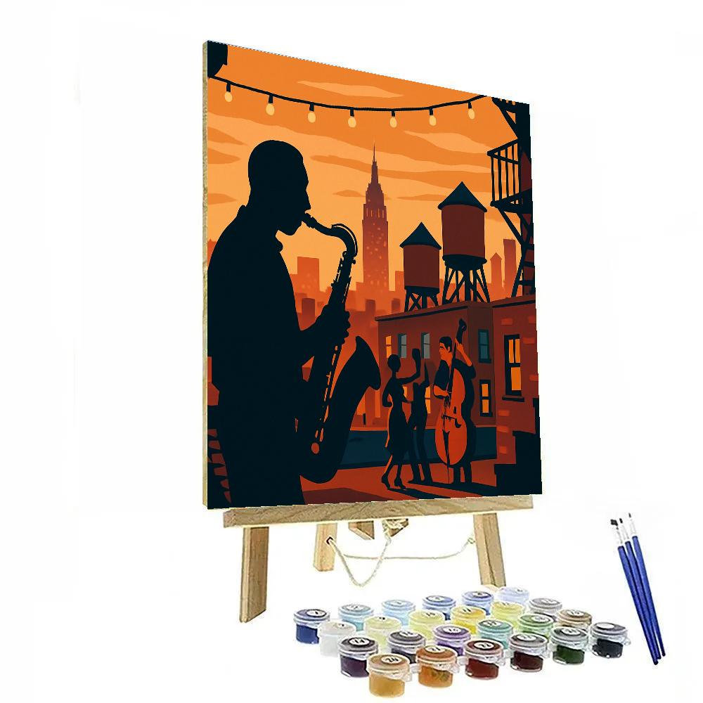 Rooftop Jazz Over New York painting number kit