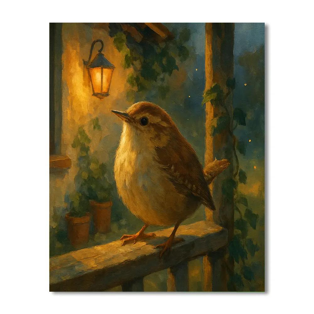 Lantern Glow On The Wren Porch paint by color