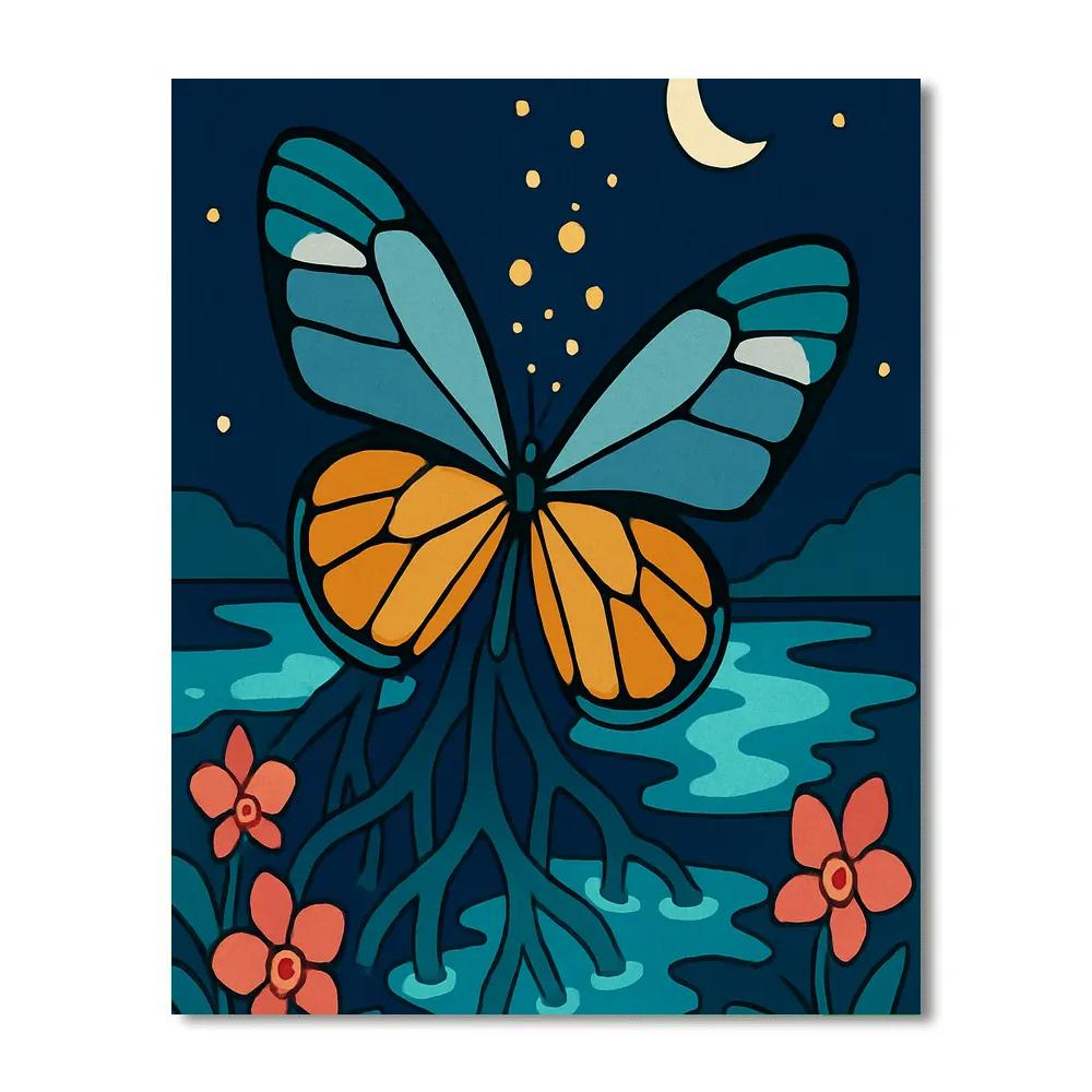 Butterfly Lanterns Of The Mangrove Night Number painting