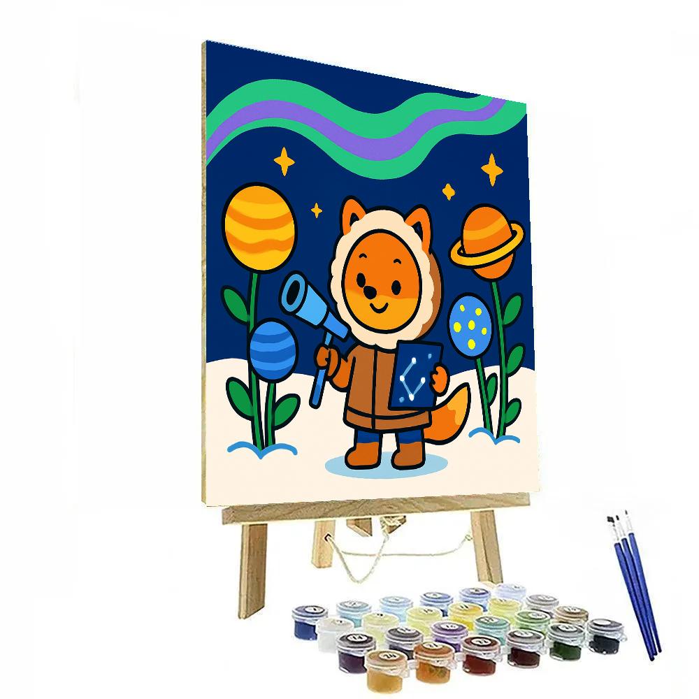 Aurora Garden Fox Astronomer DIY paint by numbers