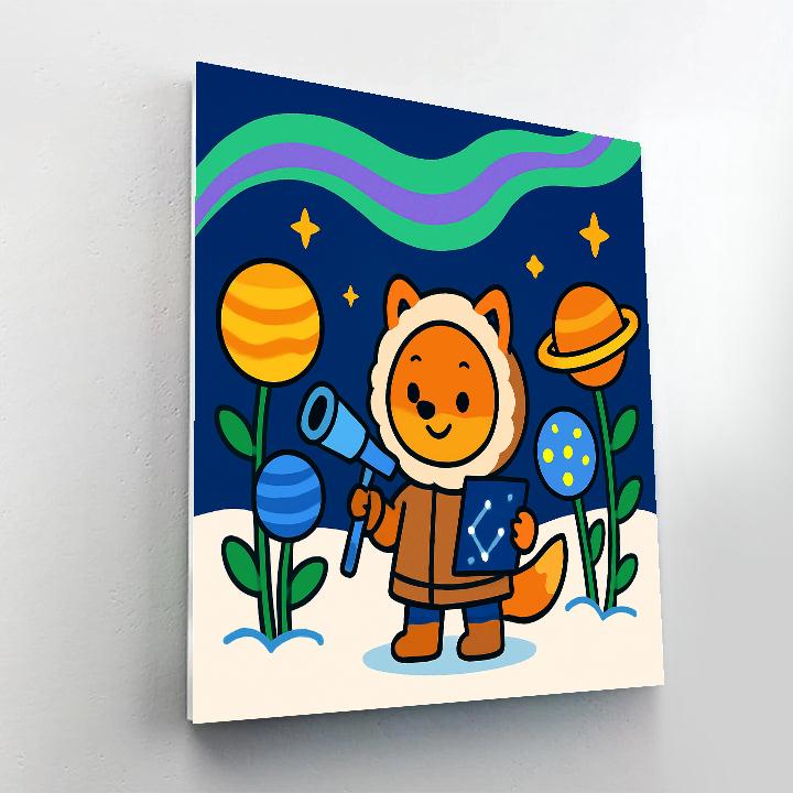 Aurora Garden Fox Astronomer DIY paint by numbers